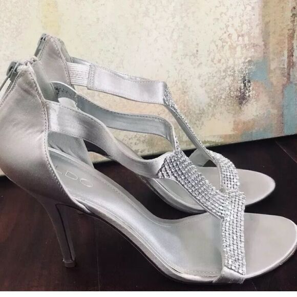 Aldo Embellished Ankle Zipper T Strap Heels 10 - Picture 7 of 7